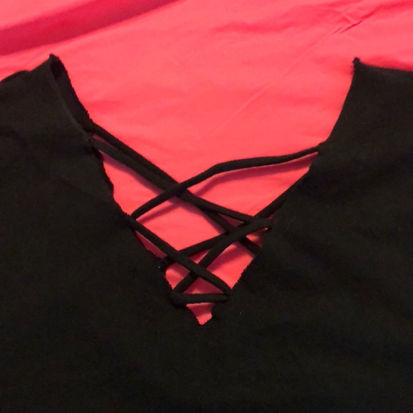 PINK XS Lace VNeck Campus Tee - Picture 3 of 4